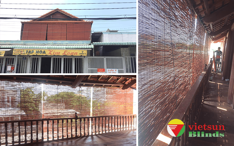 Công trình lắp đặt mành trúc đỏ ban công nhà Chị Loan, đường Nguyễn Văn Tăng, quận 9 được Việt Sun Blinds thực hiện và bàn giao nhanh chóng
