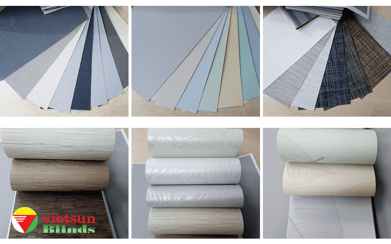 Mẫu màn kéo văn phòng (dạng cuốn và lá): màn vải lưới, màn vải trơn, màn vải hoa văn