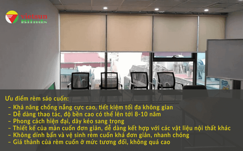 Rèm Cửa Văn Phòng Bình Dương 3 Ưu điểm rèm cuốn chống nắng văn phòng